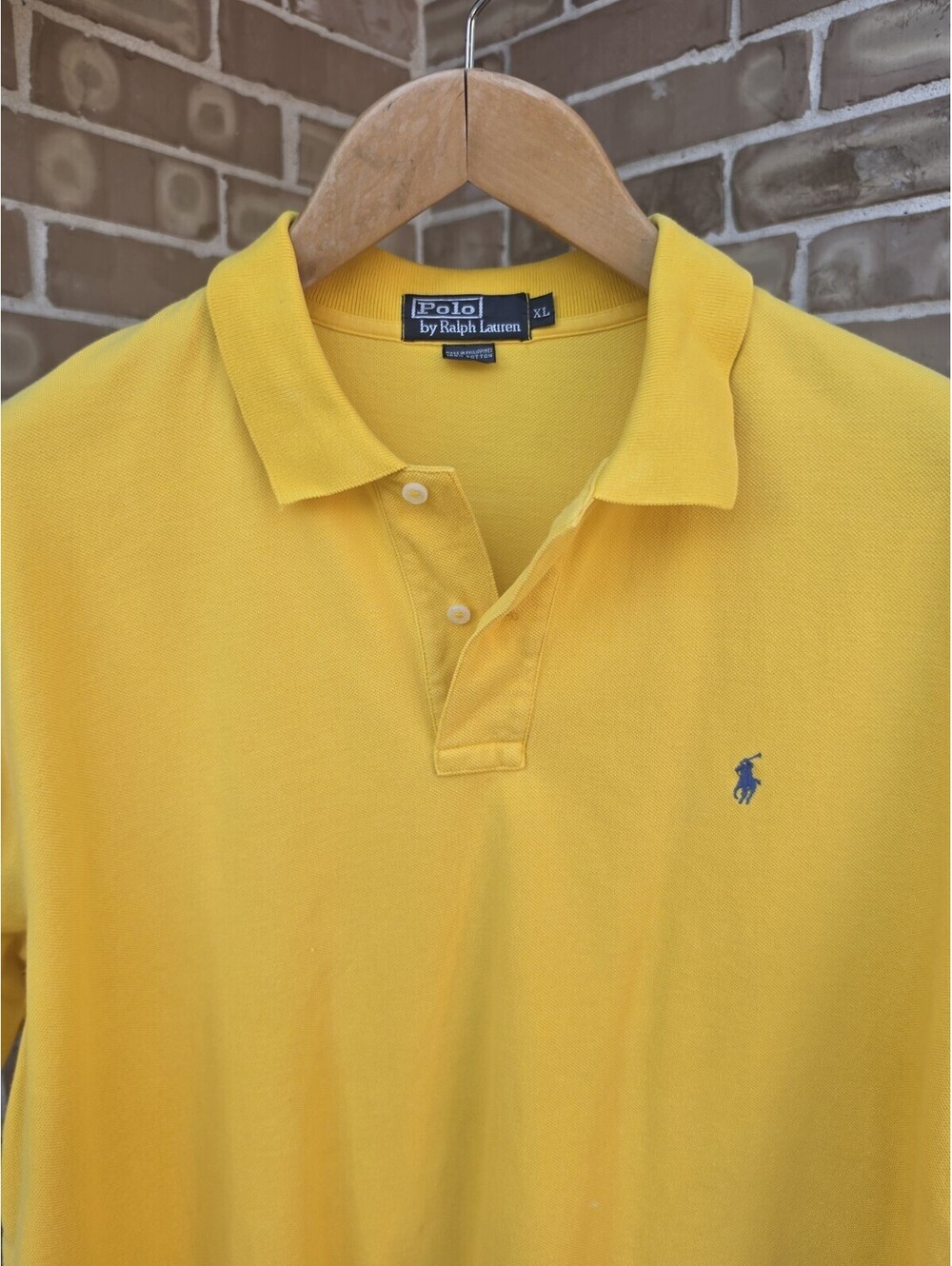 Polo Ralph Lauren Mens XL Yellow Polo Shirt Blue Pony 100% Cotton Classic Fit